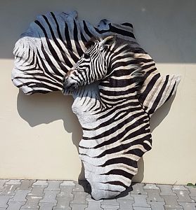 3D zebra v kontinentu Afriky - moderní preparace